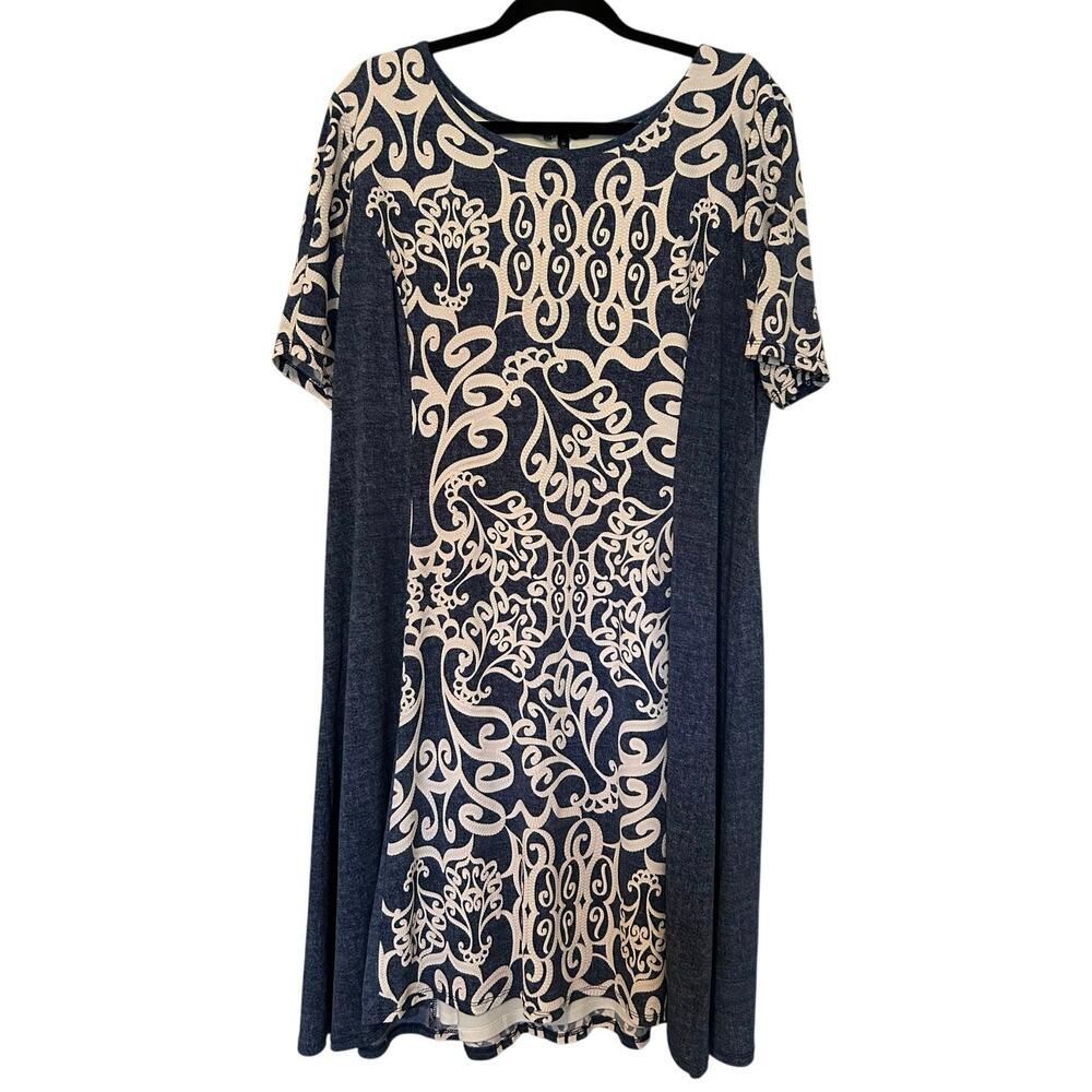 Sami & Jo plus size blue and white lined dress, size 2x